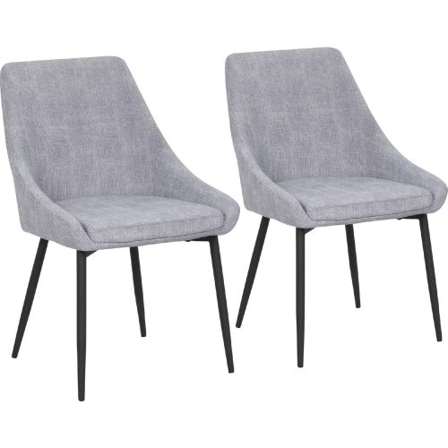 Diana Accent Chair in Grey Corduroy Fabric & Black Metal (Set of 2)